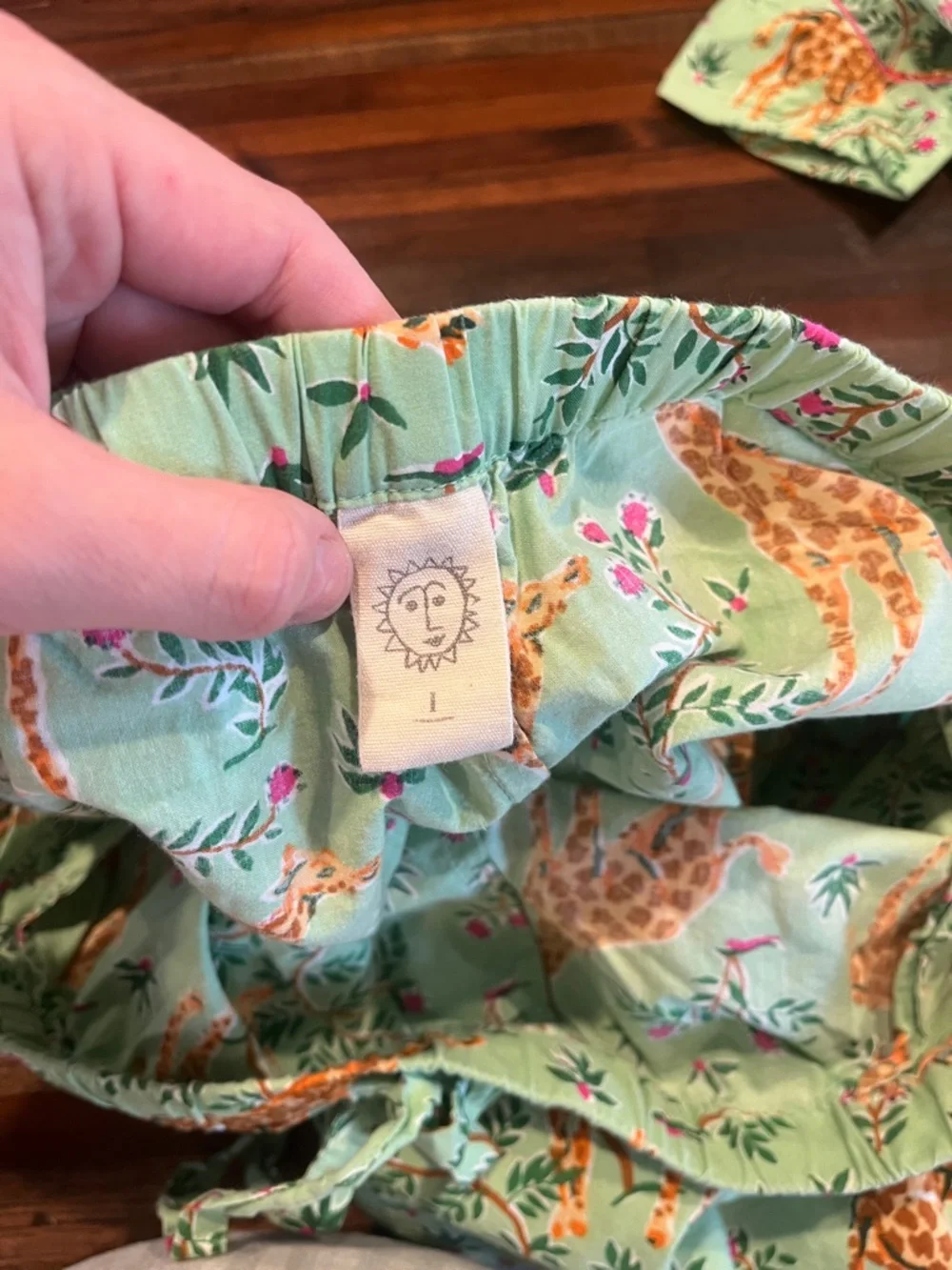 Print Fresh Organic Cotton Giraffe Print Pajama Set - Mint- large